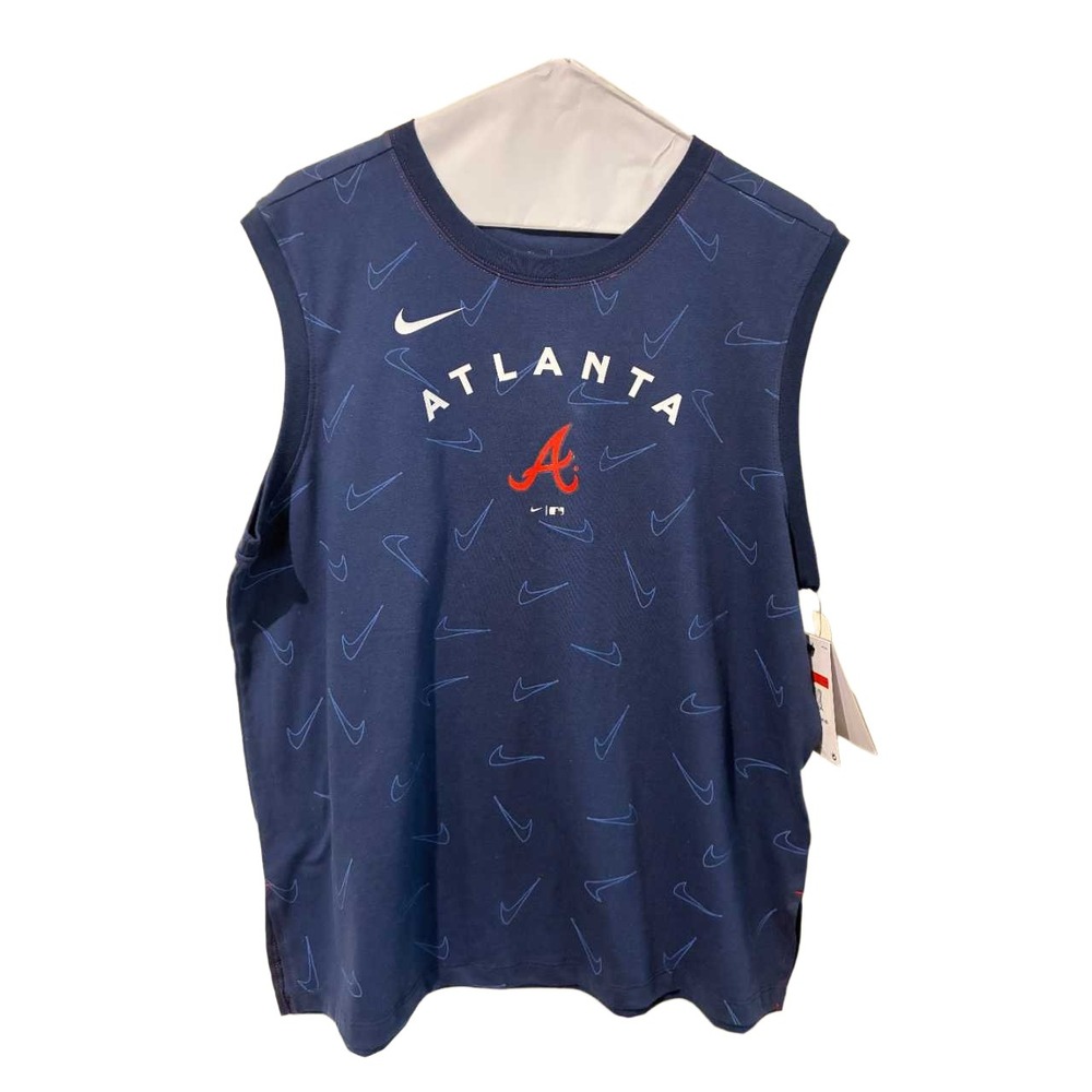 Nike Atlanta Braves MLB Womens Muscle Tank Top Navy Blue Swoosh L